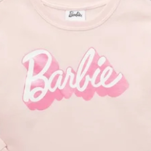Girls Pink Barbie Logo Sweatshirt with Long Sleeves Size Large - Picture 4 of 7